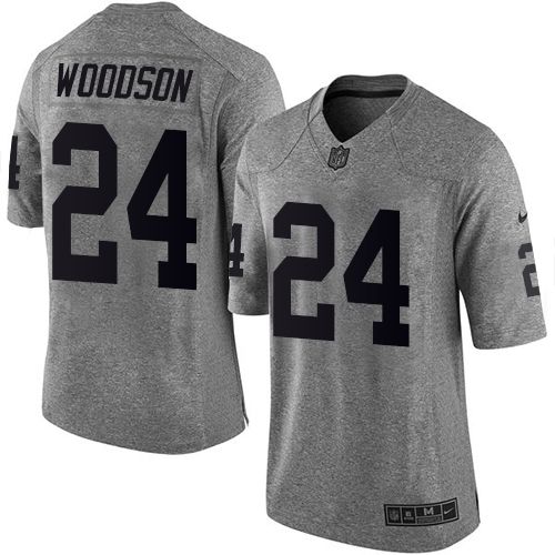 Nike Raiders #24 Charles Woodson Gray Men's Stitched NFL Limited Gridiron Gray Jersey - Click Image to Close